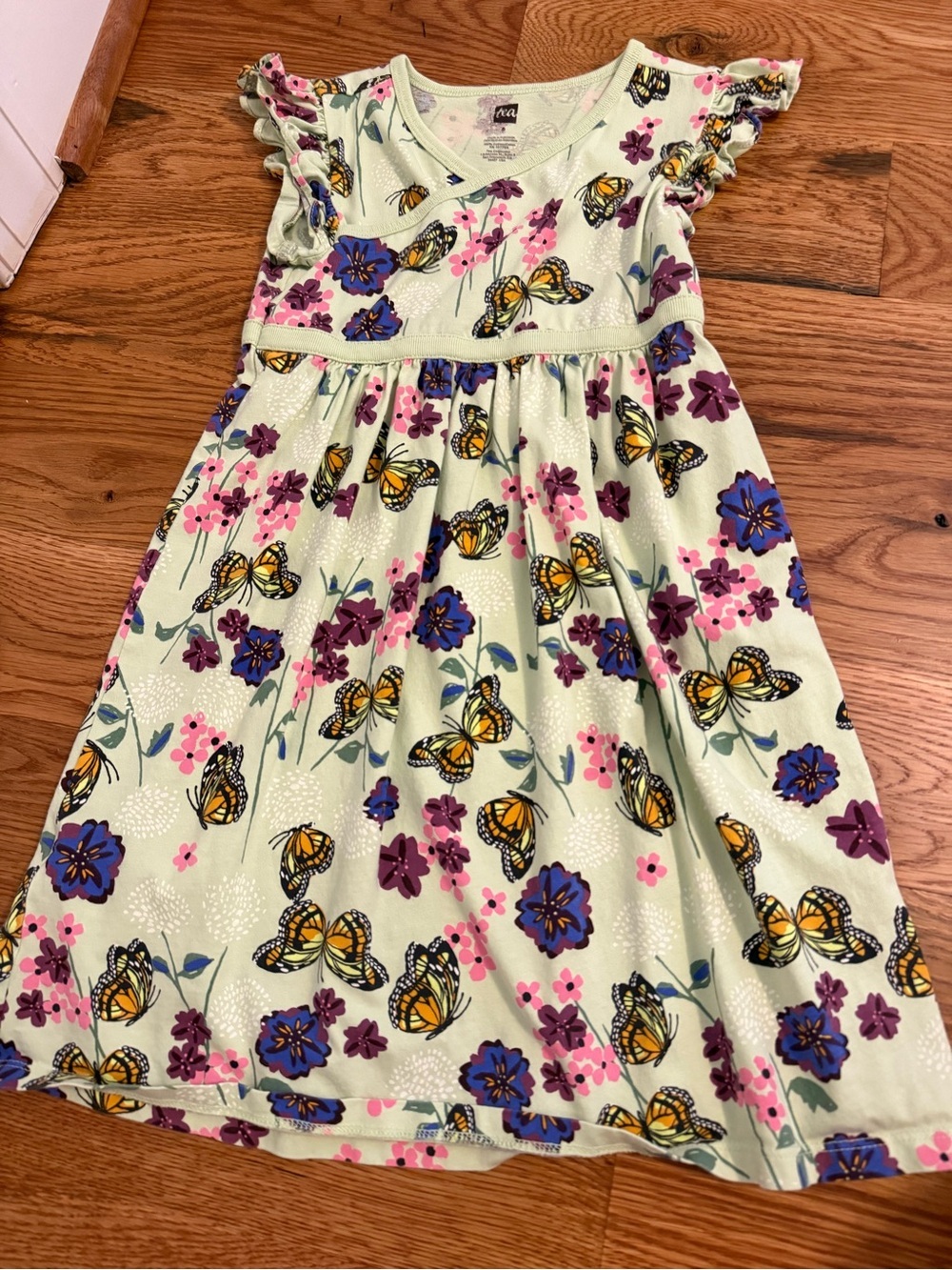 Tea Collection Short Sleeve Wrap Neck Dress Butterfly Size 6 Mexico Collection